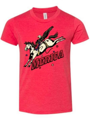 Youth- "Merica" bucking horse short sleeve