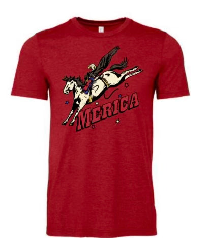Adult-"Merica" bucking horse short sleeve