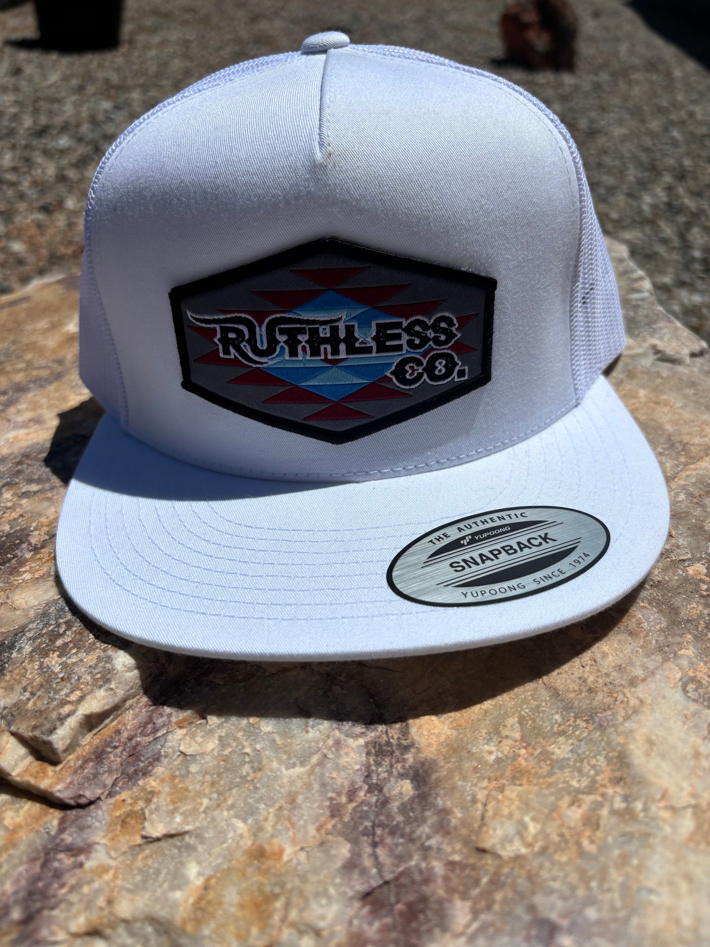 White Aztec Patch Hat