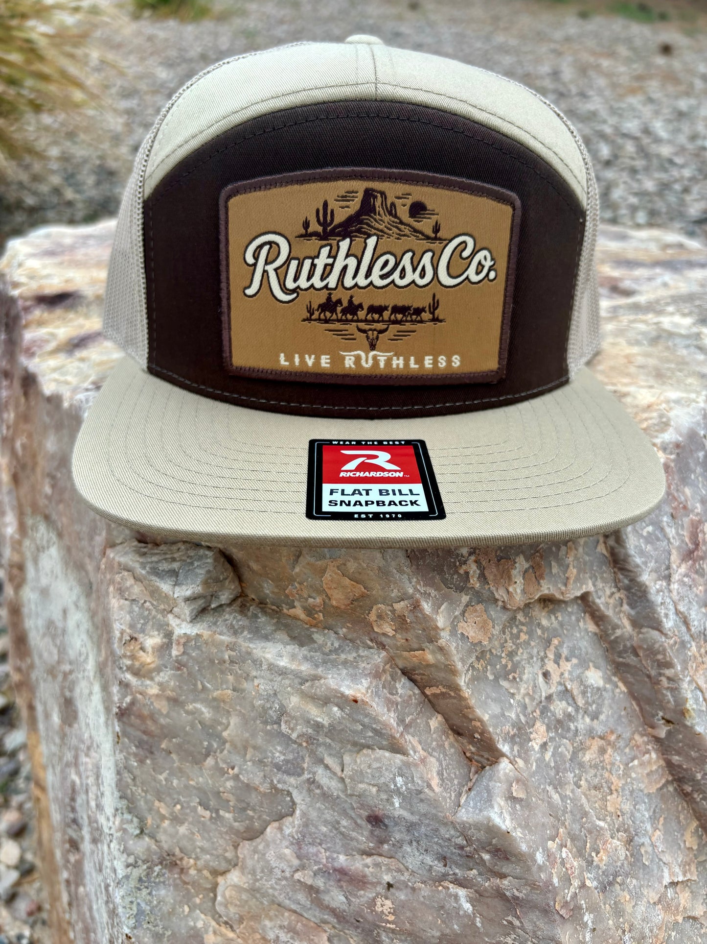 The Desert Cowboy Patch Hat- Khaki/Brown