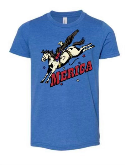 Youth- "Merica" bucking horse short sleeve