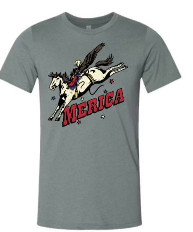 Adult-"Merica" bucking horse short sleeve