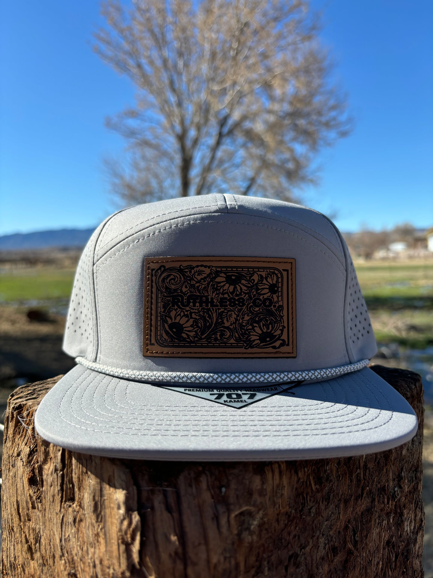Silver Leather Floral Patch